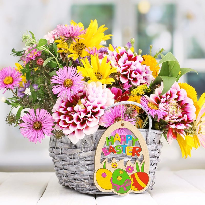 Sophena Large Size 7 inch Wooden Easter Ornaments to Paint, Wooden Happy Easter Cutouts DIY Blank Unfinished Round Spring Wood Discs Ornament for Crafts Hanging Decorations 10PCS - Image 5